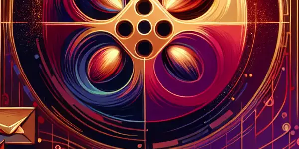 A cozy room with a modern computer setup, showcasing vibrant abstract graphics and symbols of safe adult content exploration.